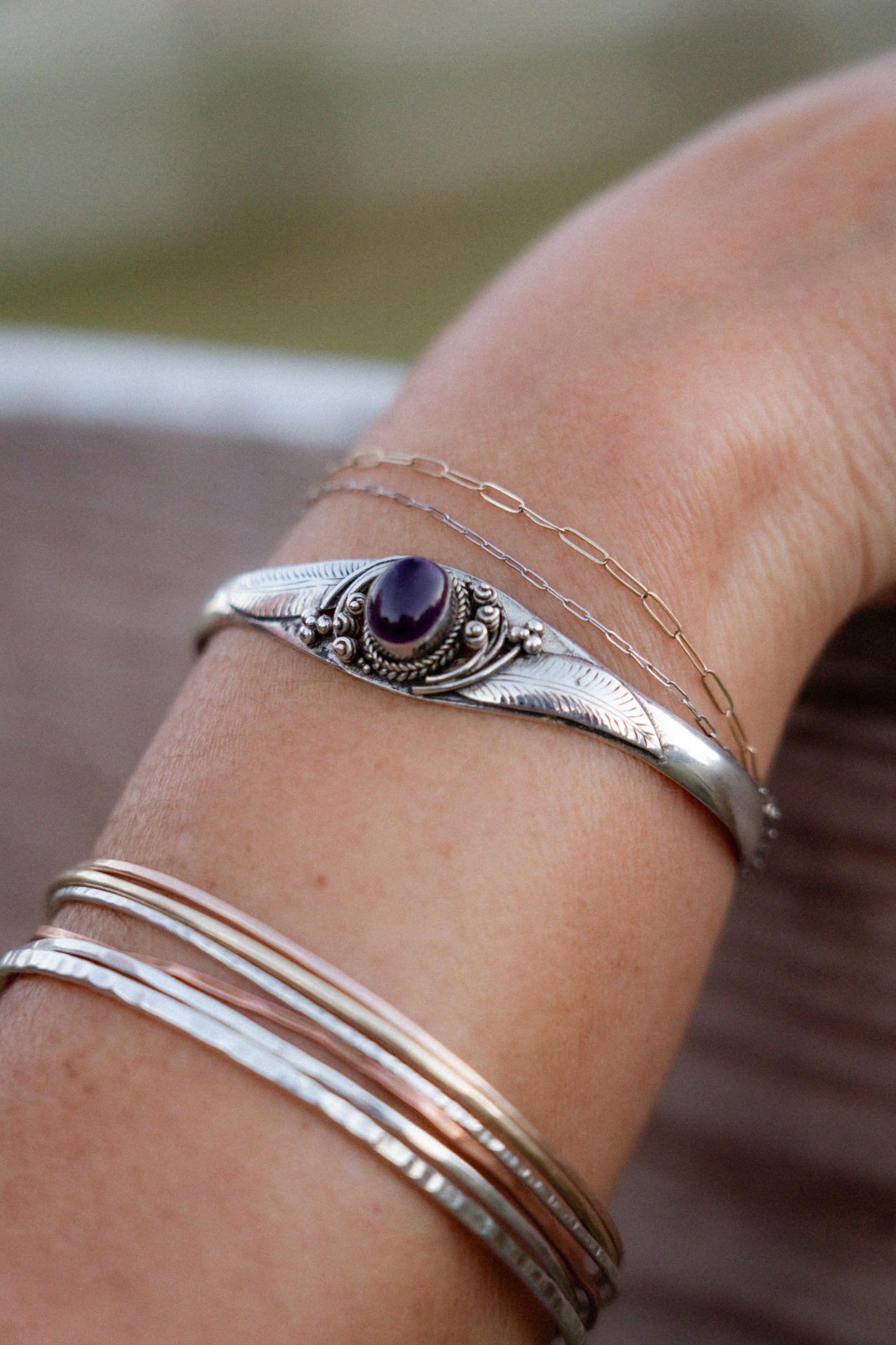 Vintage Amethyst Sterling Silver Cuff