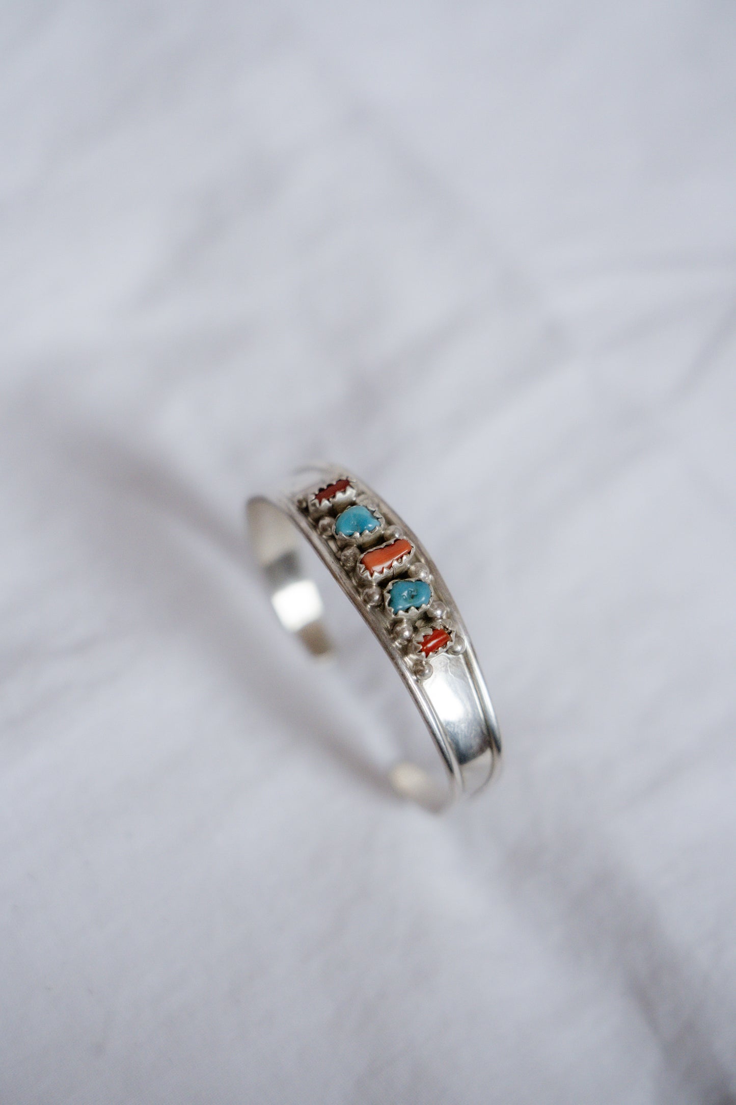 Vintage Sterling Silver + Turquoise Children's Cuff